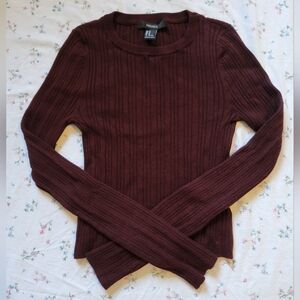 Forever 21 Deep Maroon Ribbed Sweater